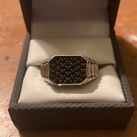 Black sapphire mens ring by EFFY set in sterling silver sz 10 - Picture 1 of 5